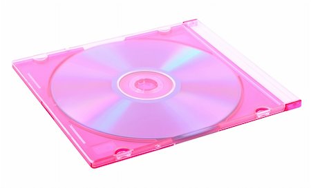 CD in pink jewel case isolated on white background Stock Photo - Budget Royalty-Free & Subscription, Code: 400-04771377