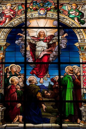 Beautiful stained glass window created by F. Zettler (1878-1911) at the German Church (St. Gertrude's church) in Gamla Stan in Stockholm. Motif deplicting the resurrection of Jesus, celebrated on Easter Sunday. Stock Photo - Budget Royalty-Free & Subscription, Code: 400-04771399