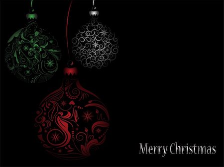 simsearch:400-04771465,k - Vector picture of tree silhouette of christmas ball - green, red and silver Stock Photo - Budget Royalty-Free & Subscription, Code: 400-04771472