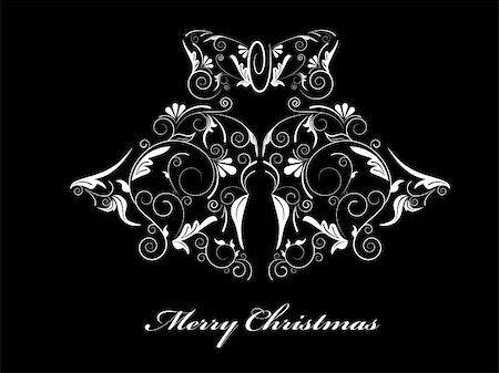 Vector picture of white silhouette of christmas bells on black background Stock Photo - Budget Royalty-Free & Subscription, Code: 400-04771485