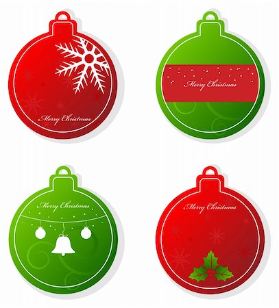 simsearch:400-04566378,k - Set of vector christmas red and green tags Photographie de stock - Aubaine LD & Abonnement, Code: 400-04771522