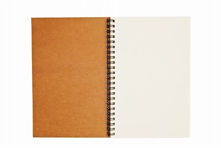 brown recycle paper blank notebook open isolated Stock Photo - Budget Royalty-Free & Subscription, Code: 400-04771581