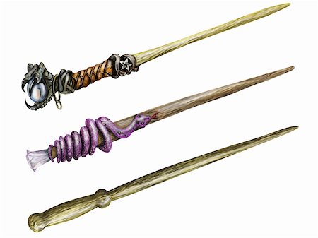 Illustration of three magical wands isolated on white Stock Photo - Budget Royalty-Free & Subscription, Code: 400-04771676