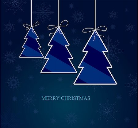 Christmas tree with star and decoration in dark blue Stock Photo - Budget Royalty-Free & Subscription, Code: 400-04772032
