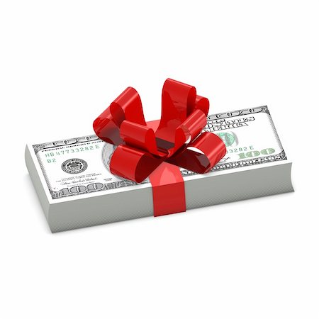 100 dollars bills with red ribbon Stock Photo - Budget Royalty-Free & Subscription, Code: 400-04772115