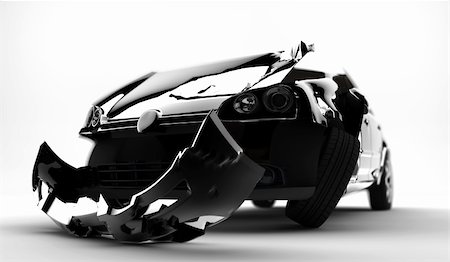 A black accident car isolated on a white background Stock Photo - Budget Royalty-Free & Subscription, Code: 400-04772129