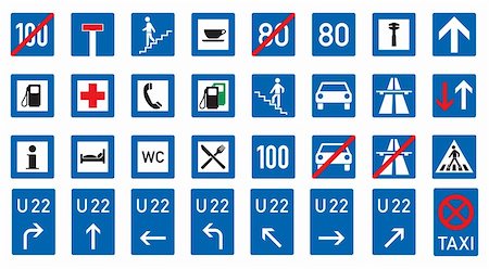 simsearch:400-08753718,k - Set of 66 European road signs vector Foto de stock - Royalty-Free Super Valor e Assinatura, Número: 400-04772300