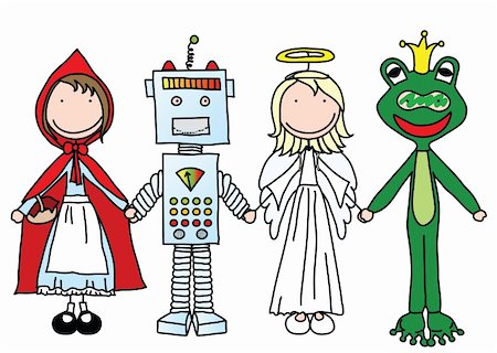 robot group - Kids holding hands in Halloween costumes (part of a series) Stock Photo - Budget Royalty-Free & Subscription, Code: 400-04772342