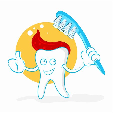 illustration of happy teeth with brush on white background Stock Photo - Budget Royalty-Free & Subscription, Code: 400-04772662