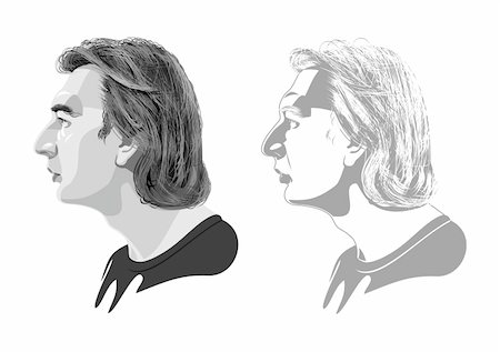 vector illustration of the profile of young men. Stock Photo - Budget Royalty-Free & Subscription, Code: 400-04772852