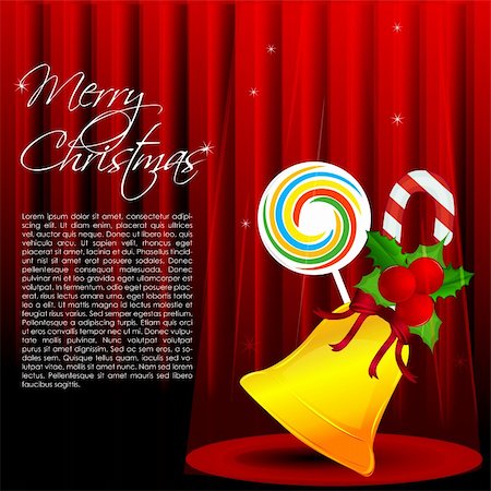 simsearch:400-06473585,k - illustration of merry christmas card with sweet stick and bell Fotografie stock - Microstock e Abbonamento, Codice: 400-04773024