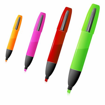 simsearch:400-05044785,k - illustration of colorful highlighter on white background Stockbilder - Microstock & Abonnement, Bildnummer: 400-04773102