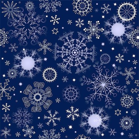 simsearch:400-04728067,k - Dark blue repeating pattern with snowflakes and stars (vector) Foto de stock - Super Valor sin royalties y Suscripción, Código: 400-04773288