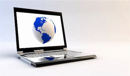 simsearch:400-04641104,k - A blue and white world exiting by a monitor of a laptop Stockbilder - Microstock & Abonnement, Bildnummer: 400-04773364