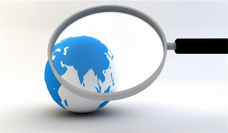 3d illustration of earth globe and magnify glass, internet search concept Stock Photo - Budget Royalty-Free & Subscription, Code: 400-04773365