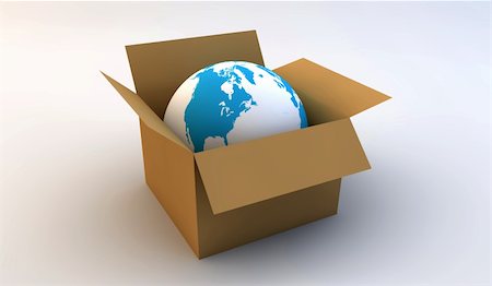 A white and blue world in a cardboard box Stock Photo - Budget Royalty-Free & Subscription, Code: 400-04773366