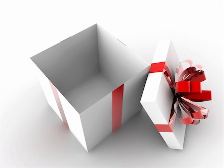 simsearch:400-08157483,k - Open white gift with red ribbon and nothing inside Fotografie stock - Microstock e Abbonamento, Codice: 400-04773360