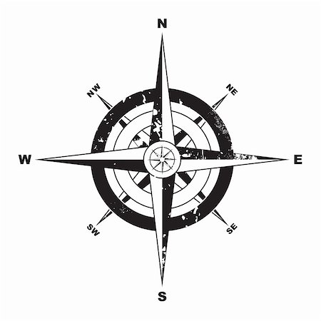 Black and white grunge compass with navigation directions Stock Photo - Budget Royalty-Free & Subscription, Code: 400-04773404