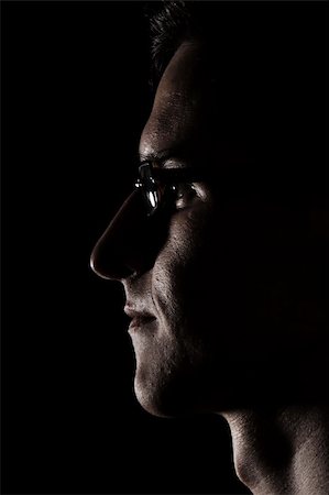 eyeglasses forehead - portrait of man in black Photographie de stock - Aubaine LD & Abonnement, Code: 400-04773525