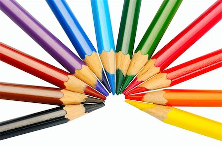 simsearch:400-05738785,k - A set of colored pencils on a white background, isolated Foto de stock - Royalty-Free Super Valor e Assinatura, Número: 400-04773688