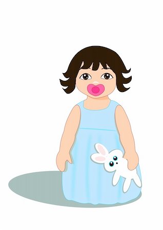 A little girl holding a toy rabbit in her hand. Stock Photo - Budget Royalty-Free & Subscription, Code: 400-04773703