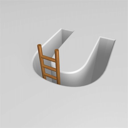 simsearch:400-04741714,k - uppercase letter u shape hole with ladder - 3d illustration Fotografie stock - Microstock e Abbonamento, Codice: 400-04773749