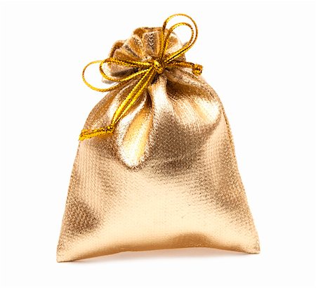 Full golden bag - object over white Fotografie stock - Microstock e Abbonamento, Codice: 400-04773811