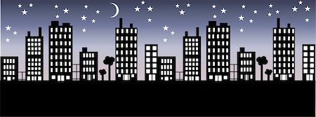 silhouettes apartment - silhouette of a city skyline Stock Photo - Budget Royalty-Free & Subscription, Code: 400-04784896