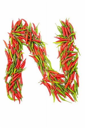 Alphabet with green and red peppers - letter Stock Photo - Budget Royalty-Free & Subscription, Code: 400-04785000