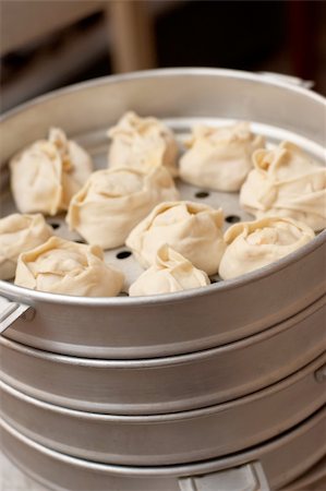 steamer tray - Oriental metall steam cooker with dumplings (manty) Stock Photo - Budget Royalty-Free & Subscription, Code: 400-04785115