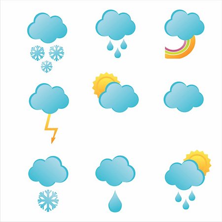 stormy weather rainbow - set of 9 weather icons Stock Photo - Budget Royalty-Free & Subscription, Code: 400-04785265