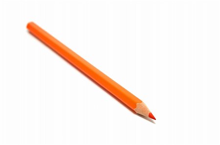 simsearch:400-05294430,k - Orange sharp pencil on a white background Foto de stock - Super Valor sin royalties y Suscripción, Código: 400-04785431