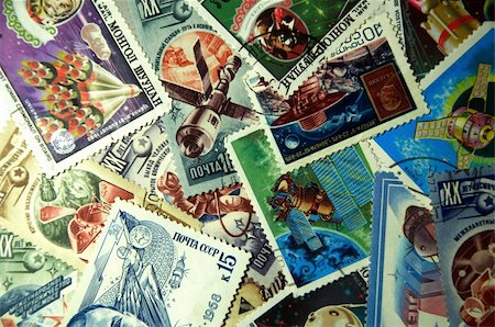 The collection of old postal stamps Foto de stock - Super Valor sin royalties y Suscripción, Código: 400-04785469