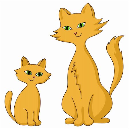 simsearch:400-05297876,k - Cat mum and a kitten the child sit, cheerfully smiling Foto de stock - Royalty-Free Super Valor e Assinatura, Número: 400-04785575