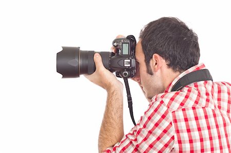 shooting the head with the hand - Young Man Photographer Taking Photos Stock Photo - Budget Royalty-Free & Subscription, Code: 400-04785598