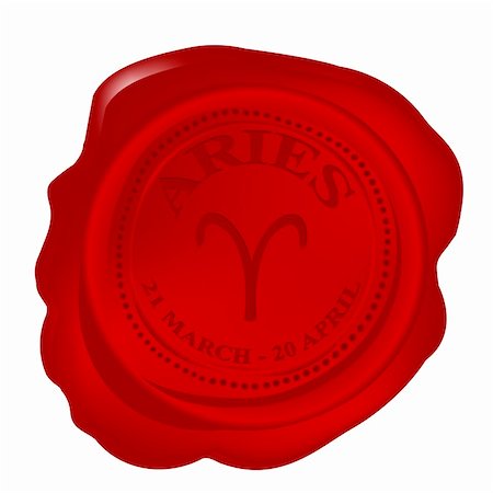 Wax seal with aries zodiac symbol Stock Photo - Budget Royalty-Free & Subscription, Code: 400-04785727