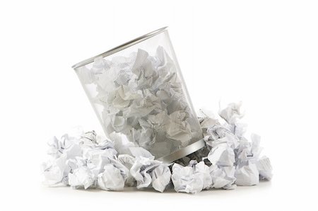 simsearch:700-02756516,k - Garbage bin with paper waste isolated on white Stock Photo - Budget Royalty-Free & Subscription, Code: 400-04785851