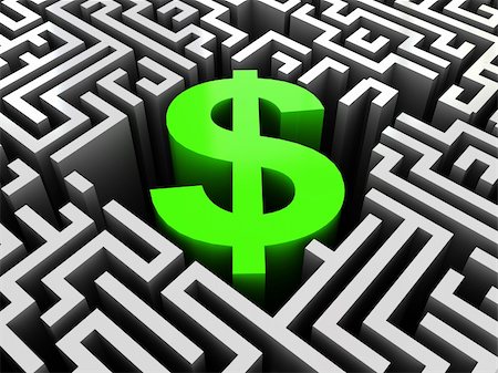 simsearch:400-04611529,k - abstract 3d illustration of maze with dollar sign in center Photographie de stock - Aubaine LD & Abonnement, Code: 400-04785957