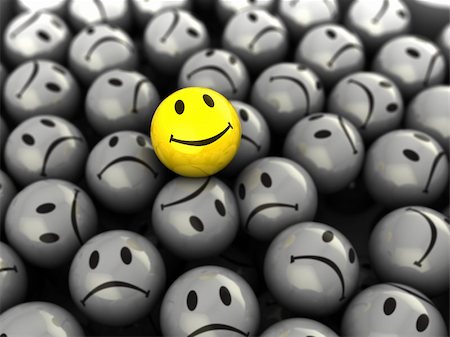 people faces crowd - 3d illustration of one happy face symbol on gray crowd background Stock Photo - Budget Royalty-Free & Subscription, Code: 400-04785983