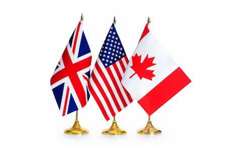 patriotic canada - English speaking countries flags isolated on white Stock Photo - Budget Royalty-Free & Subscription, Code: 400-04786207