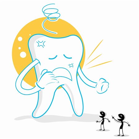 dentistry cartoon - illustration of upset teeth with germs on white background Stock Photo - Budget Royalty-Free & Subscription, Code: 400-04786307