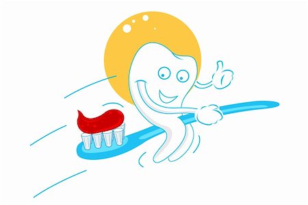 illustration of happy teeth with tooth paste on white background Stock Photo - Budget Royalty-Free & Subscription, Code: 400-04786340