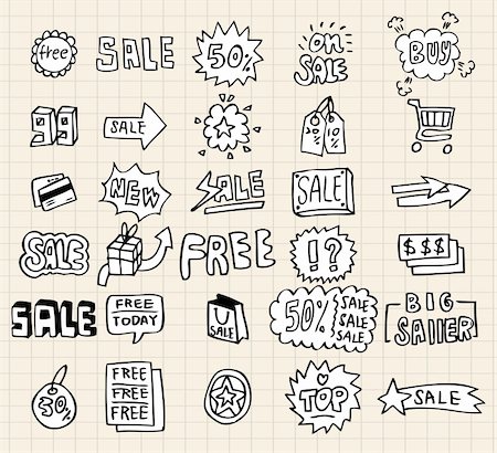 doodle art lettering - hand draw sale element Stock Photo - Budget Royalty-Free & Subscription, Code: 400-04786380