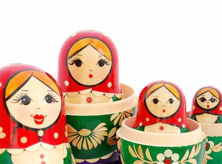 poupée russe - Russian Nesting Dolls on white background Photographie de stock - Aubaine LD & Abonnement, Code: 400-04786731