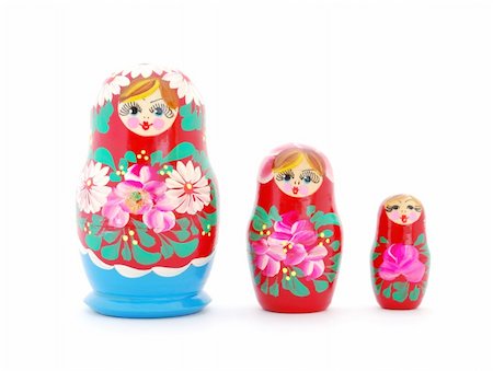 simsearch:400-04786757,k - Russian nested dolls standing in a row on white background Stock Photo - Budget Royalty-Free & Subscription, Code: 400-04786740