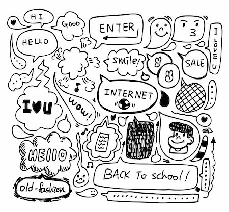 dialogue box cartoon - cute speech doodle Stock Photo - Budget Royalty-Free & Subscription, Code: 400-04786956