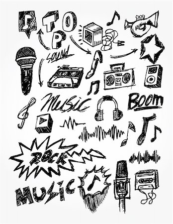 doodle drawing of book - music element Stock Photo - Budget Royalty-Free & Subscription, Code: 400-04786967