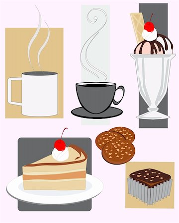 eating sundae - vector illustration of assorted cafe snacks Stock Photo - Budget Royalty-Free & Subscription, Code: 400-04787240