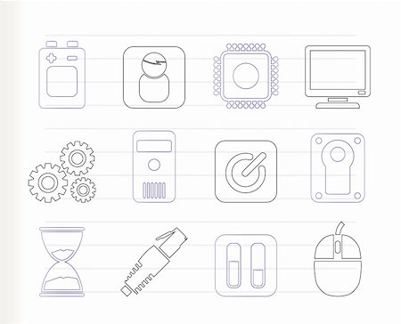 simsearch:400-05918066,k - Computer and mobile phone elements icon - vector icon set Stock Photo - Budget Royalty-Free & Subscription, Code: 400-04787471