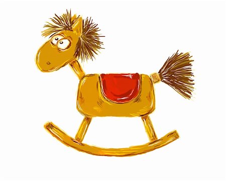 painted rocking horse on white background - illustration Foto de stock - Super Valor sin royalties y Suscripción, Código: 400-04787579